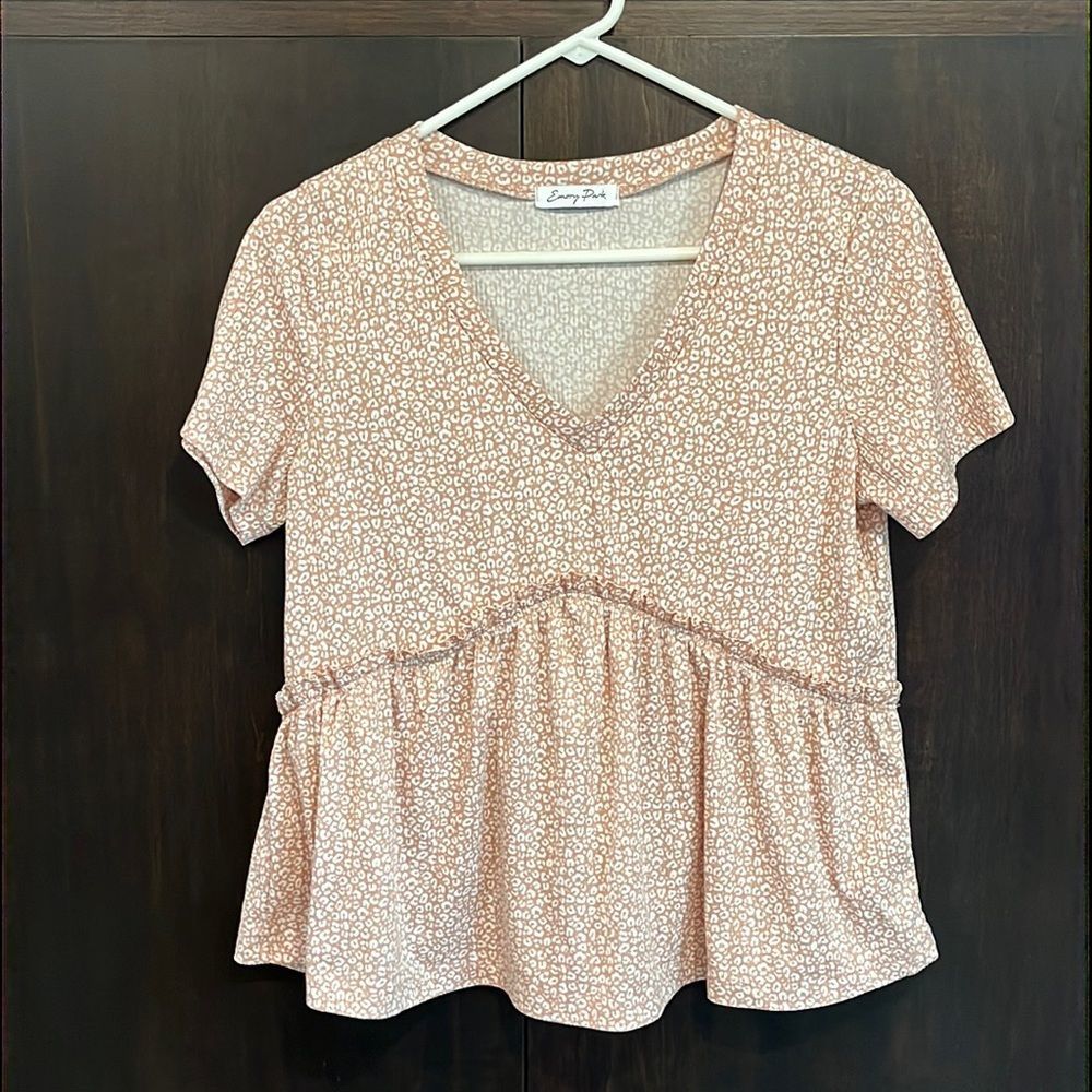 Emory Park Pink Leopard Print Babydoll Top